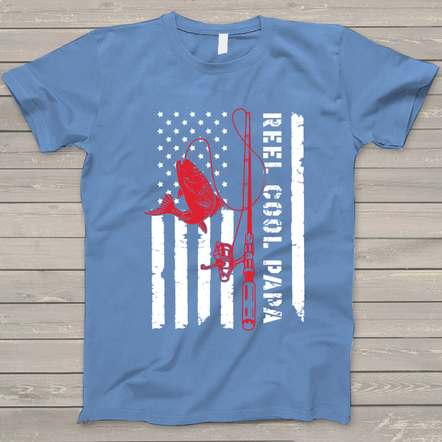 Reel Cool Papa Shirt, Reel Cool Papa American Flag Shirt, Custom Papa T-Shirt
