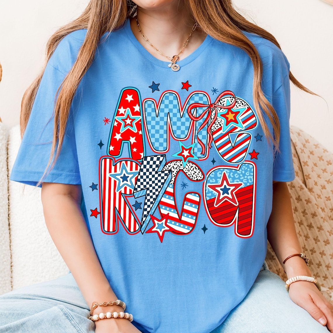 Retro America Coquette 4th of July T-Shirt