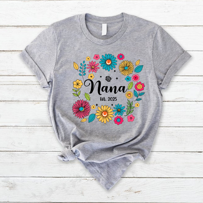 Retro Flower Nana Custom Nana And Est Year Shirt