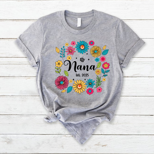 Retro Flower Nana Custom Nana And Est Year Shirt