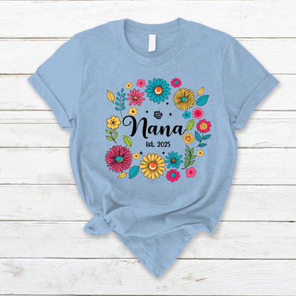 Retro Flower Nana Custom Nana And Est Year Shirt