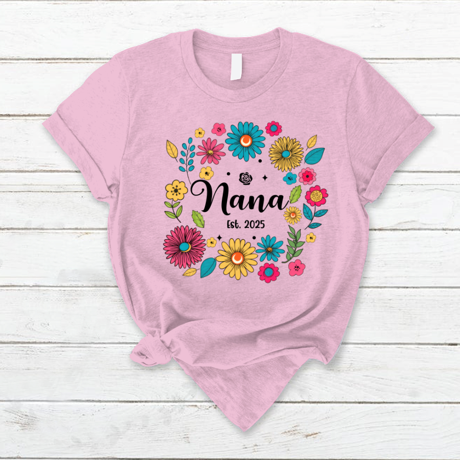 Retro Flower Nana Custom Nana And Est Year Shirt