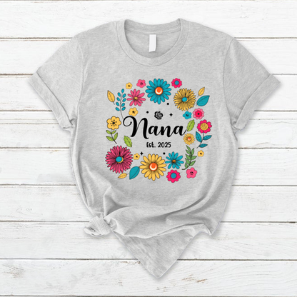 Retro Flower Nana Custom Nana And Est Year Shirt