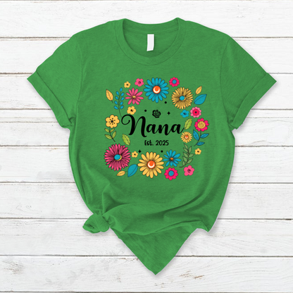Retro Flower Nana Custom Nana And Est Year Shirt