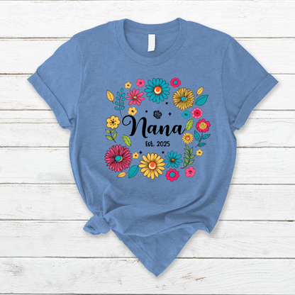 Retro Flower Nana Custom Nana And Est Year Shirt