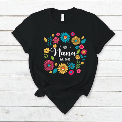 Retro Flower Nana Custom Nana And Est Year Shirt
