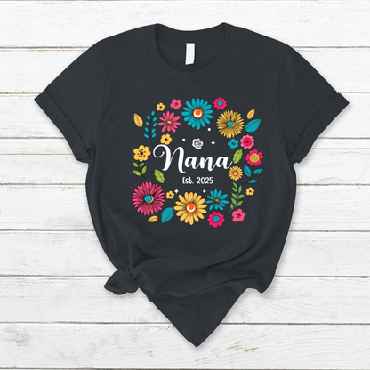 Retro Flower Nana Custom Nana And Est Year Shirt