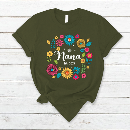 Retro Flower Nana Custom Nana And Est Year Shirt