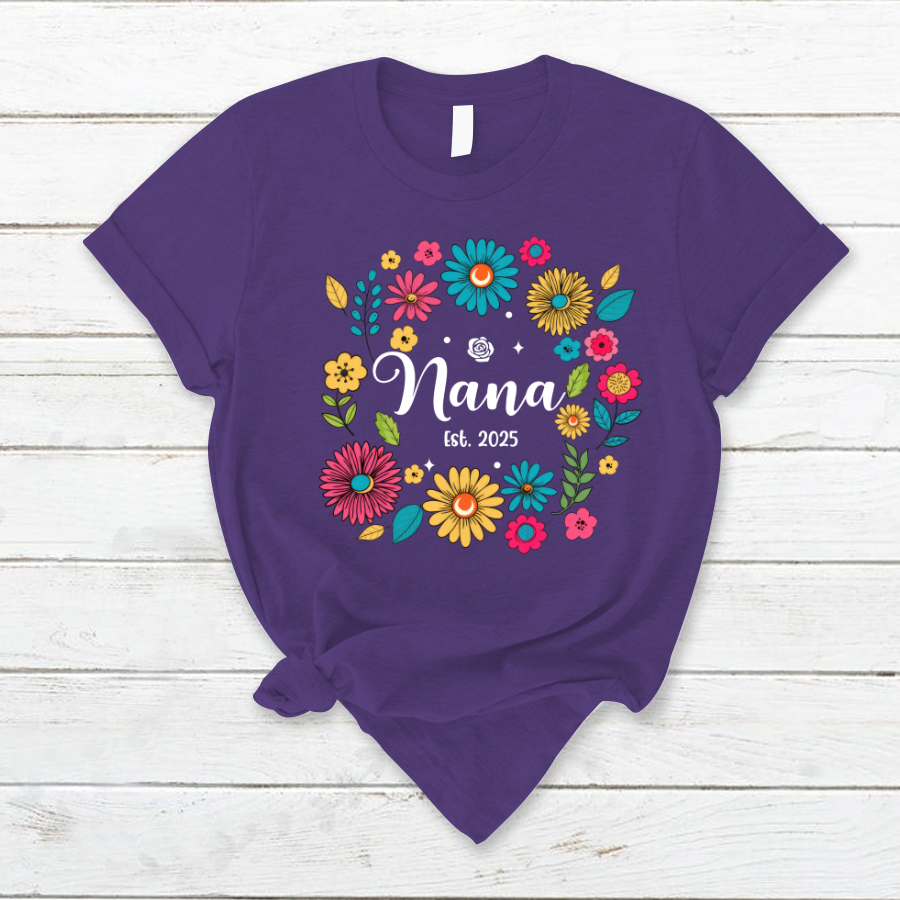 Retro Flower Nana Custom Nana And Est Year Shirt