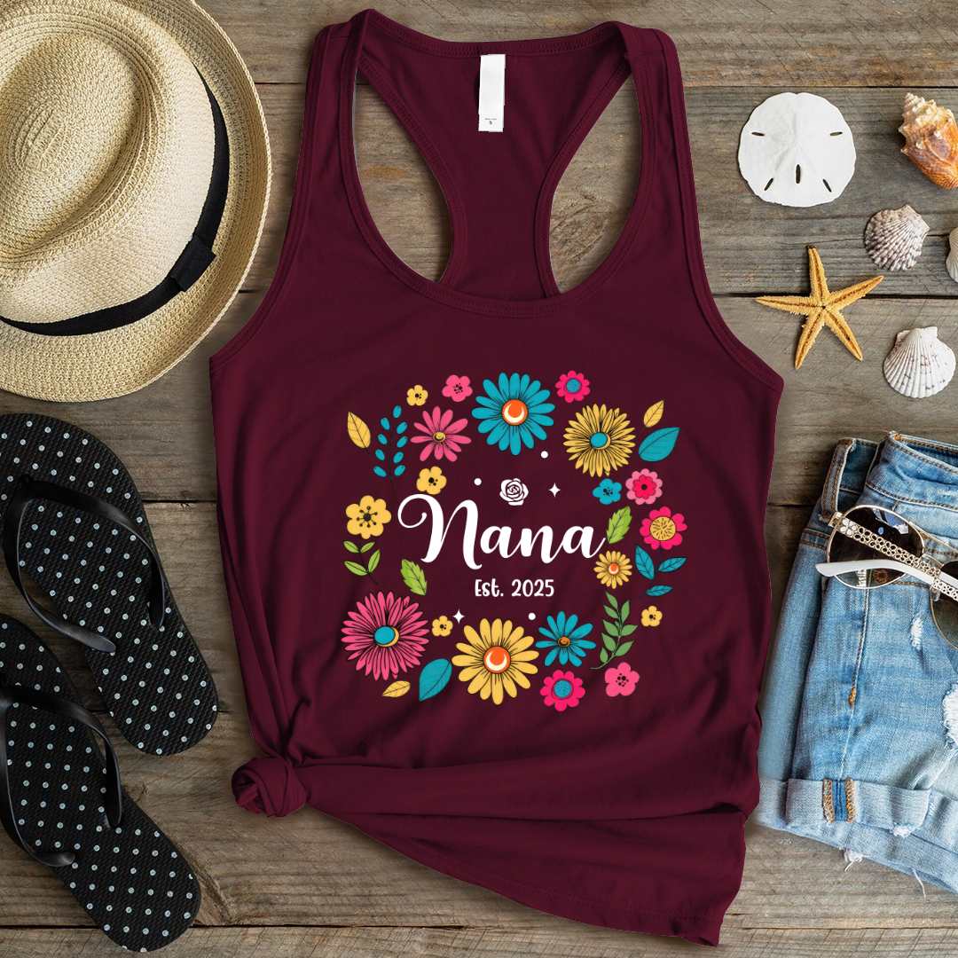 Retro Flower Nana Custom Nana And Est Year Shirt