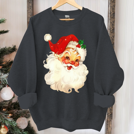 Retro Santa Sweatshirt, Vintage Santa Sweatshirt, Retro Christmas Santa, Holiday Clothing Women, Christmas Sweatshirt for Woman, holiday