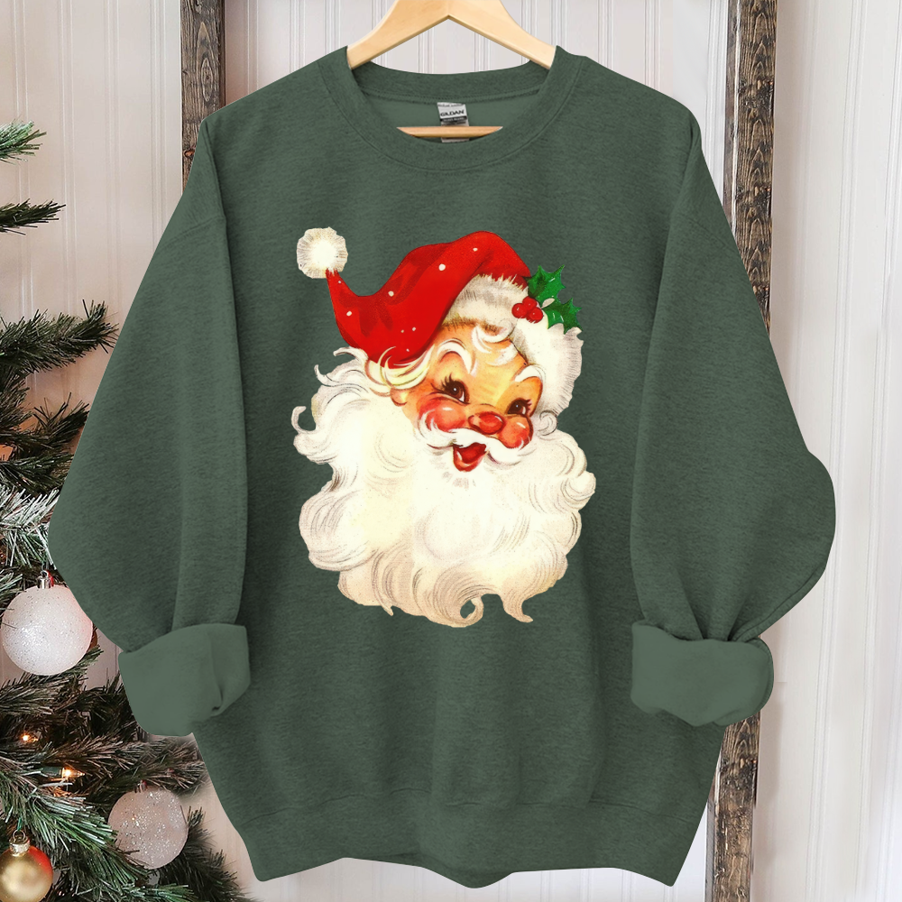 Retro Santa Sweatshirt, Vintage Santa Sweatshirt, Retro Christmas Santa, Holiday Clothing Women, Christmas Sweatshirt for Woman, holiday