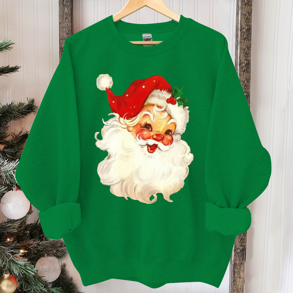Retro Santa Sweatshirt, Vintage Santa Sweatshirt, Retro Christmas Santa, Holiday Clothing Women, Christmas Sweatshirt for Woman, holiday