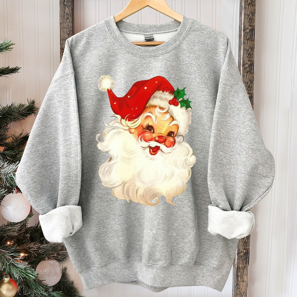 Retro Santa Sweatshirt, Vintage Santa Sweatshirt, Retro Christmas Santa, Holiday Clothing Women, Christmas Sweatshirt for Woman, holiday
