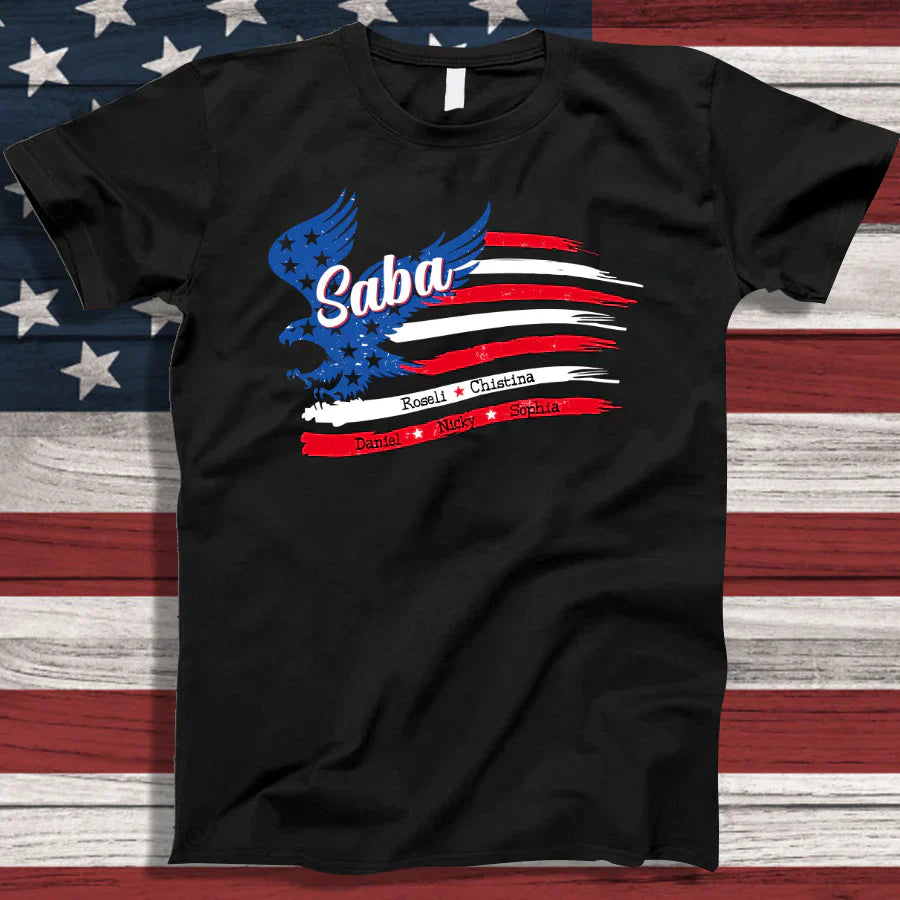 Saba With Grandkids Names 4th Of July CTL94 T-Shirt