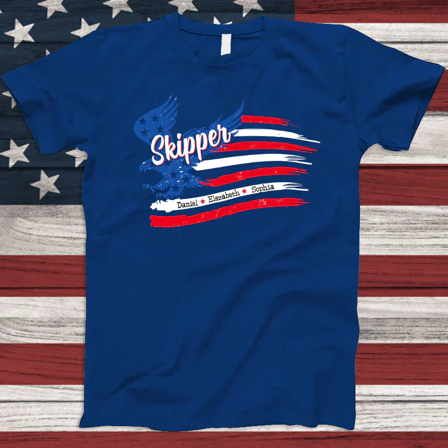 Skipper With Grandkids Names 4th Of July CTL94 T-Shirt
