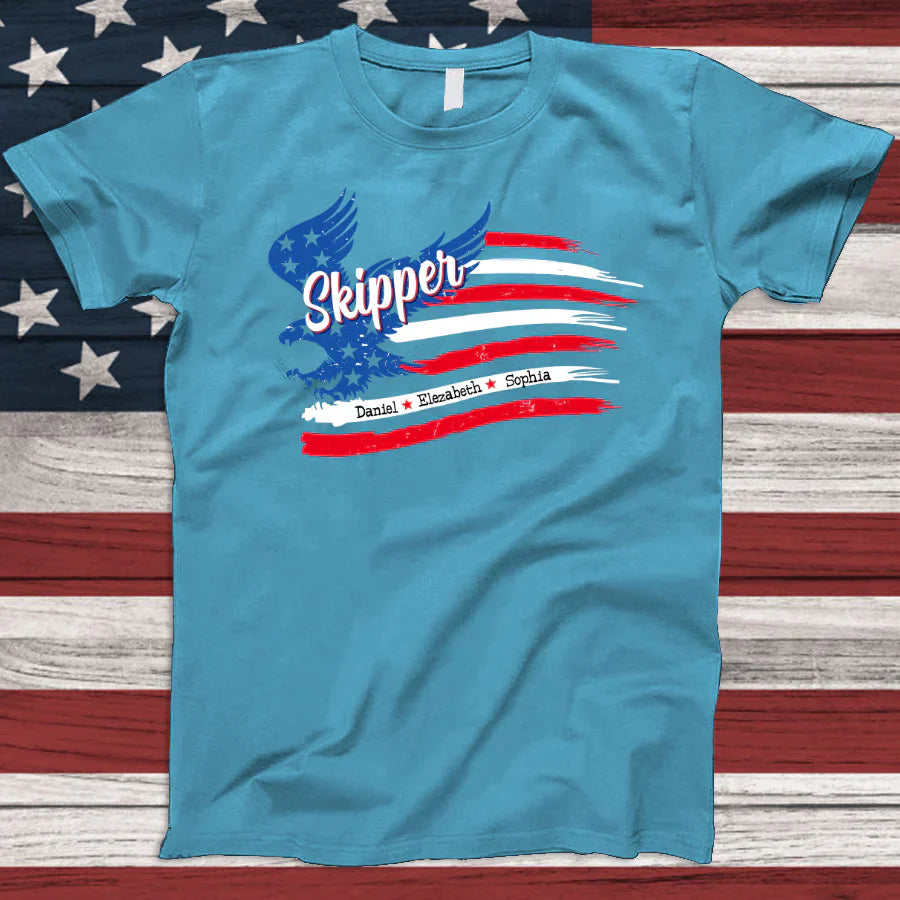 Skipper With Grandkids Names 4th Of July CTL94 T-Shirt