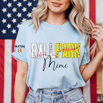 Softball Baseball Mimi and Grandkids Personalized Game Day Vibes Mother's Day T-shirt