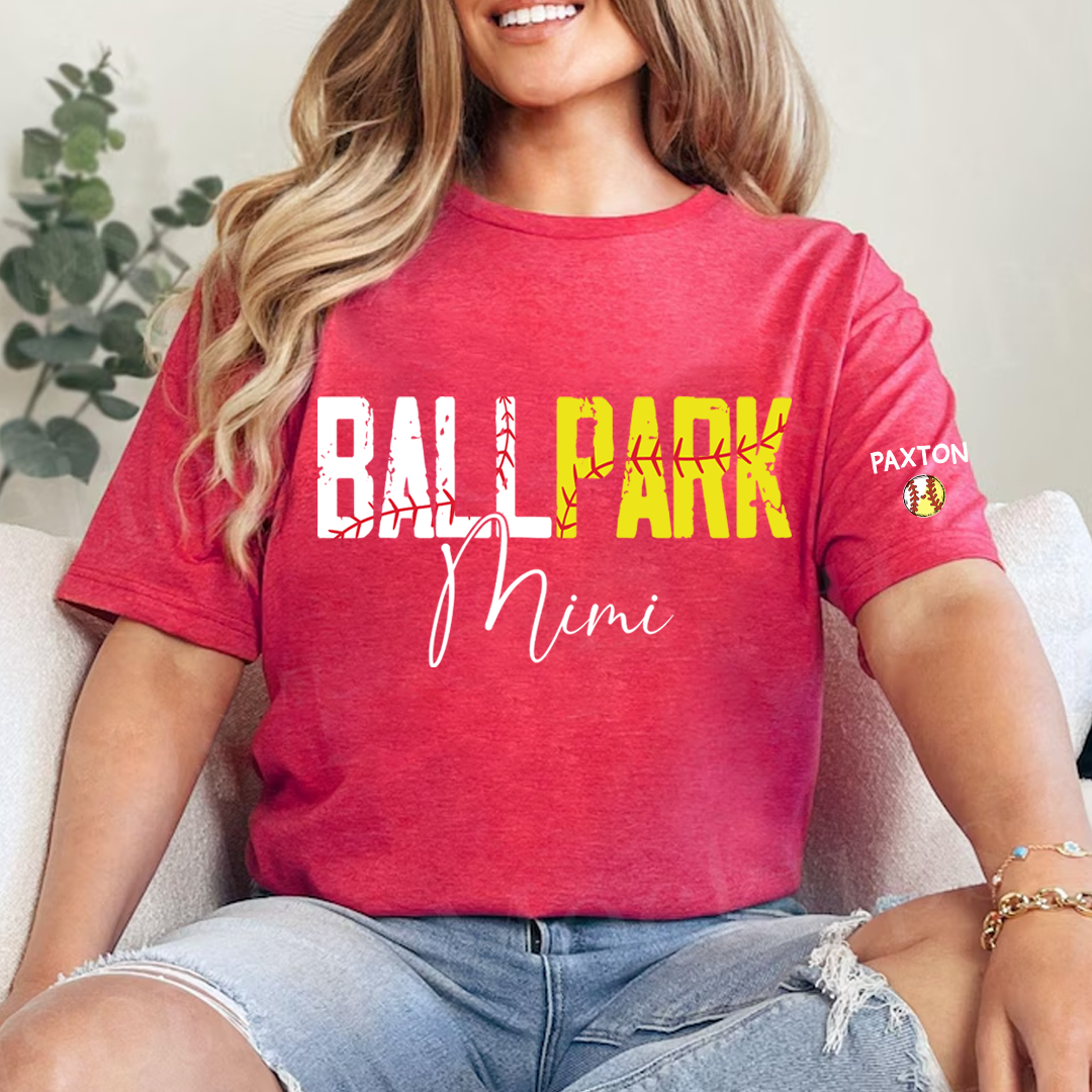 Softball Baseball Mimi and Grandkids Personalized Game Day Vibes Mother's Day T-shirt