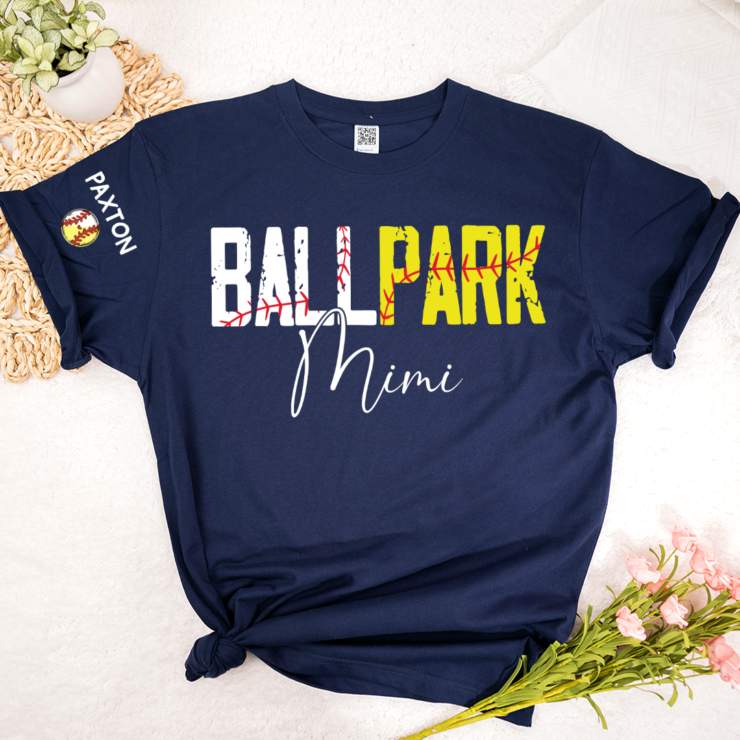 Softball Baseball Mimi and Grandkids Personalized Game Day Vibes Mother's Day T-shirt