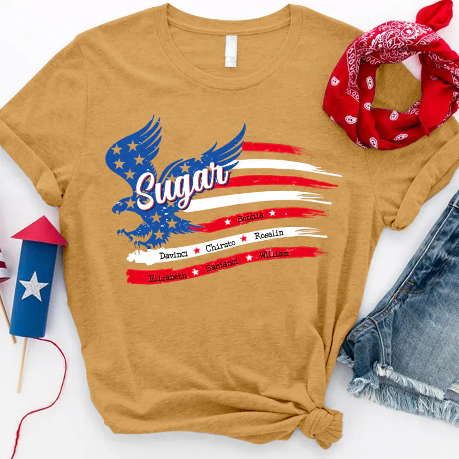 Sugar With Grandkids Names 4th Of July CTL94 T-Shirt