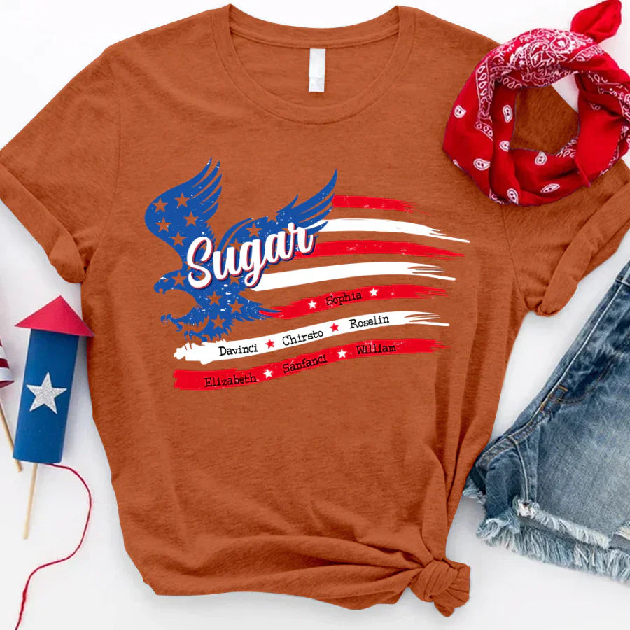 Sugar With Grandkids Names 4th Of July CTL94 T-Shirt