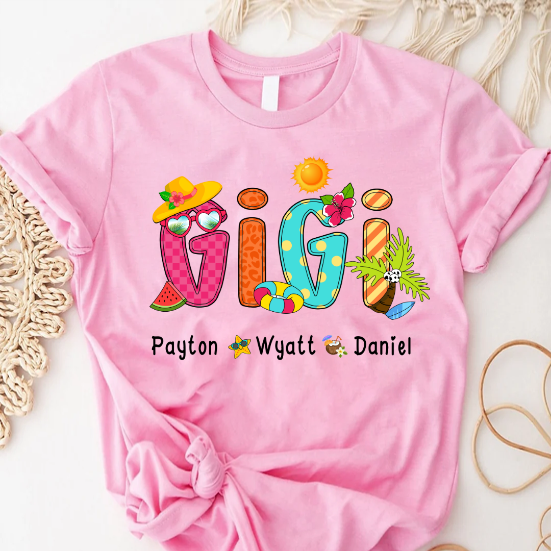 Summer Beach Gigi And Grandkids Personalized Shirt
