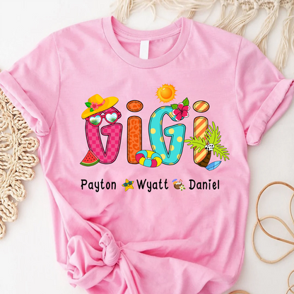 Summer Beach Gigi And Grandkids Personalized Shirt