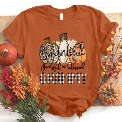 Thankful Grateful And Blessed Grammy Pumpkin Fall T-Shirt