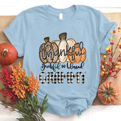 Thankful Grateful And Blessed Grammy Pumpkin Fall T-Shirt