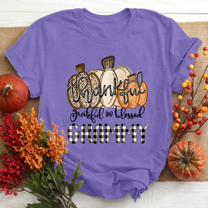 Thankful Grateful And Blessed Grammy Pumpkin Fall T-Shirt
