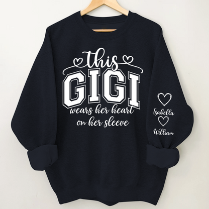 This Gigi Were Her Heart On Her Sleeve, Personalized Grandma and Grandkids Name