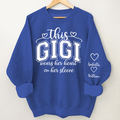 This Gigi Were Her Heart On Her Sleeve, Personalized Grandma and Grandkids Name
