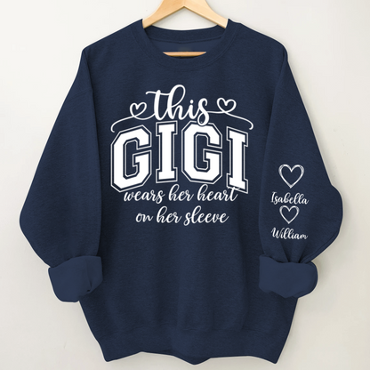 This Gigi Were Her Heart On Her Sleeve, Personalized Grandma and Grandkids Name