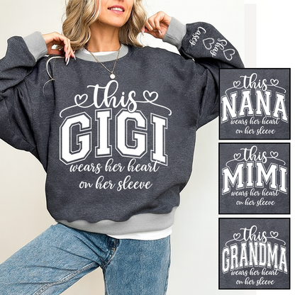 This Gigi Were Her Heart On Her Sleeve, Personalized Grandma and Grandkids Name