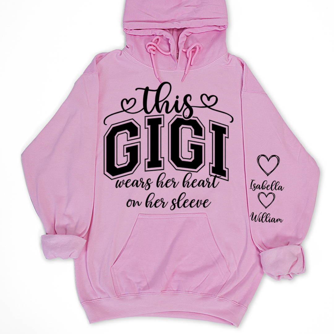 This Gigi Were Her Heart On Her Sleeve, Personalized Grandma and Grandkids Name