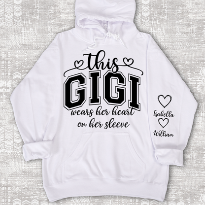 This Gigi Were Her Heart On Her Sleeve, Personalized Grandma and Grandkids Name