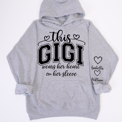 This Gigi Were Her Heart On Her Sleeve, Personalized Grandma and Grandkids Name