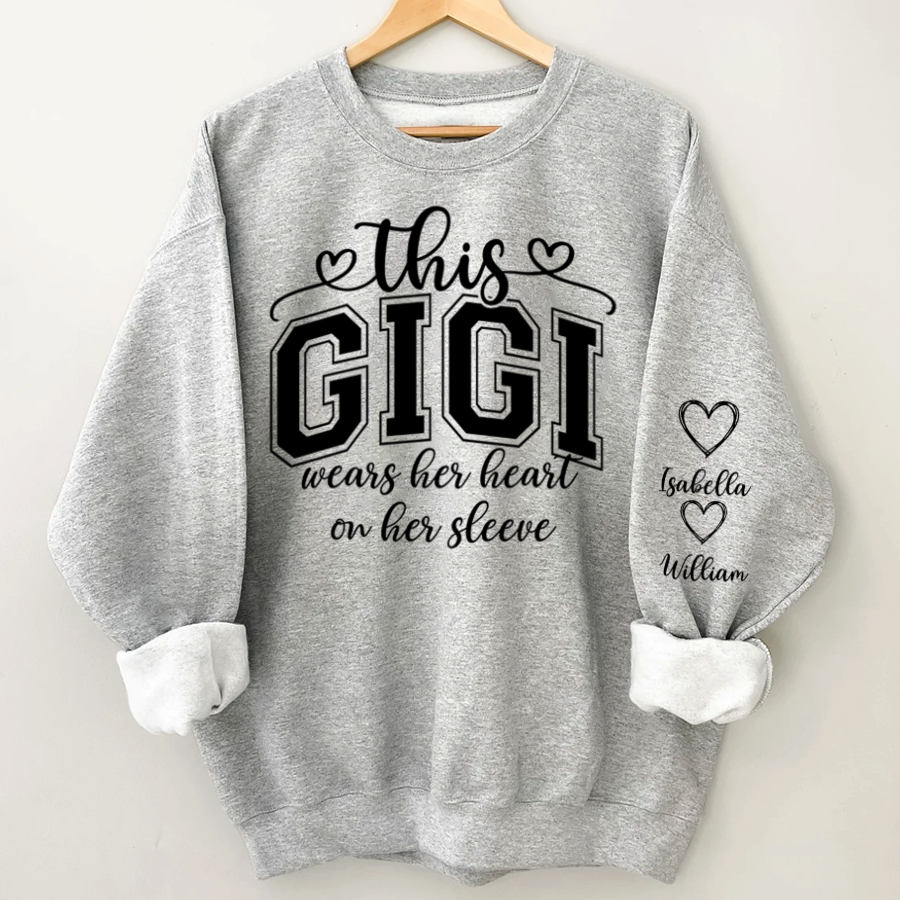 This Gigi Were Her Heart On Her Sleeve, Personalized Grandma and Grandkids Name