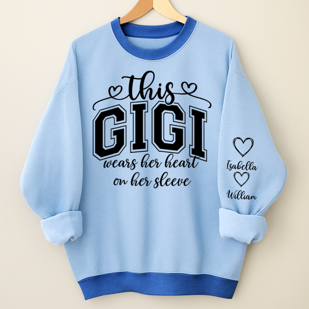 This Gigi Were Her Heart On Her Sleeve, Personalized Grandma and Grandkids Name