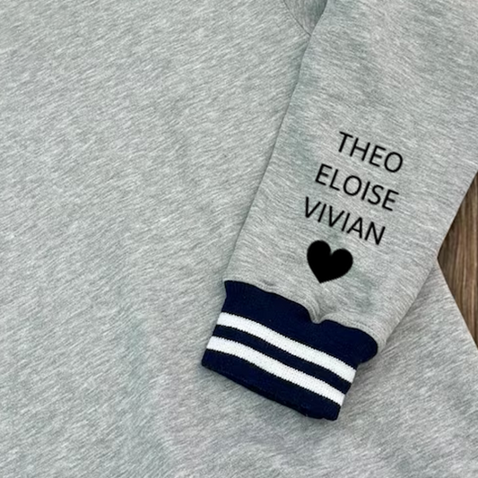 Personalized MIMI EST 2025, Grandma and Grandkids Gift Varsity Ribbed Crew Sweatshirt