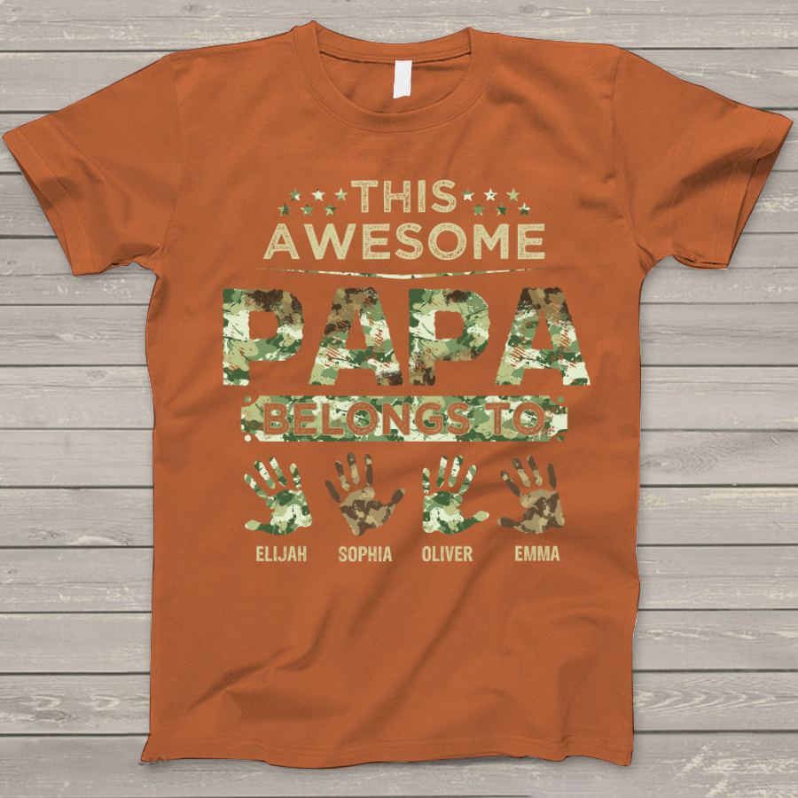 This Awesome Papa Belongs To With Kids Father's Day T-Shirt