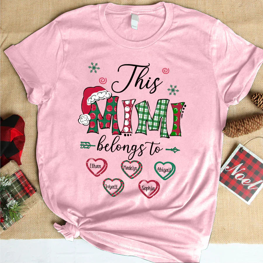 This Mimi Belongs to Christmas Hearts 2022 T-Shirt