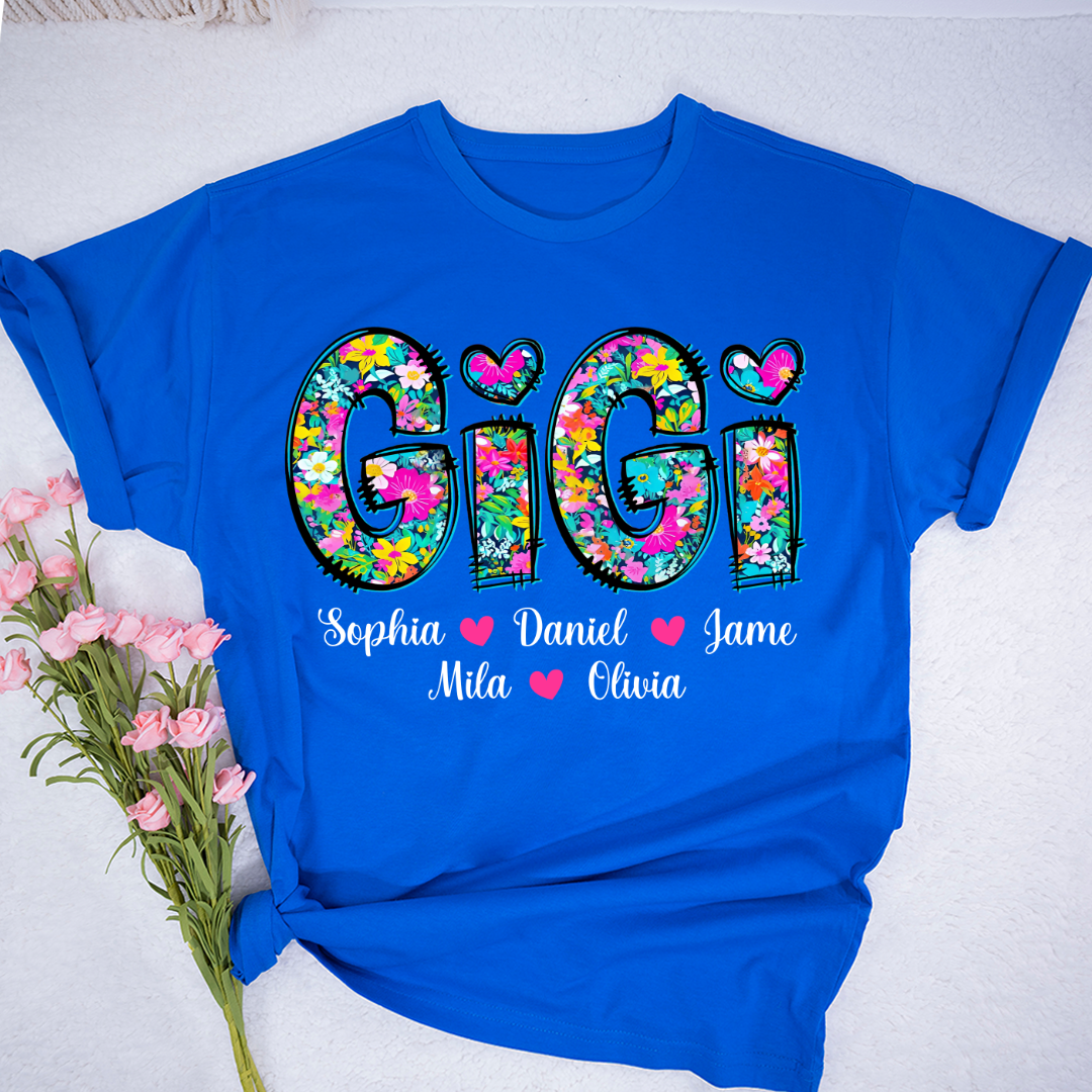 Tiny Flower Gigi Custom Gigi And Grandkids T-Shirt