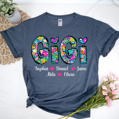 Tiny Flower Gigi Custom Gigi And Grandkids T-Shirt