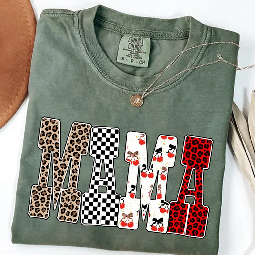 Trendy Mama Mini Nana Leopard Checker Cherry Letters Personalized