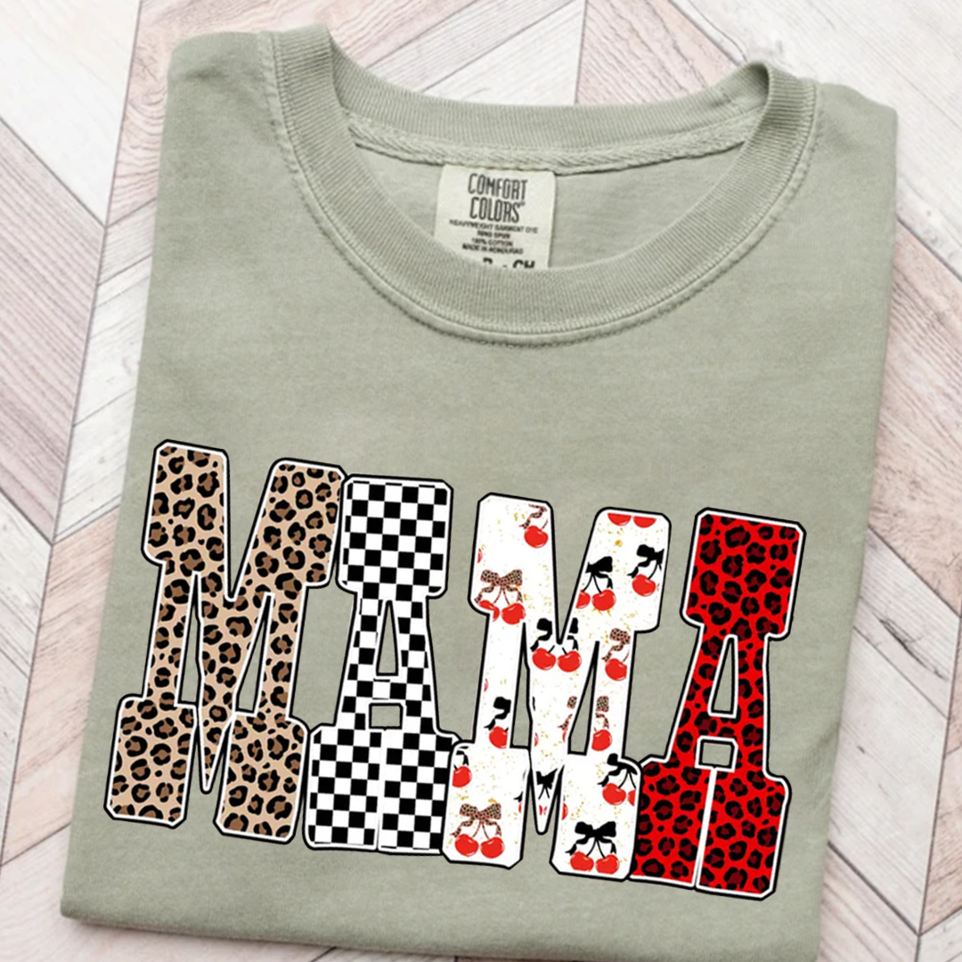 Trendy Mama Mini Nana Leopard Checker Cherry Letters Personalized