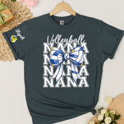 Volleyball Game Day Nana Gigi Grandma and Grandkids Personalized T-shirt