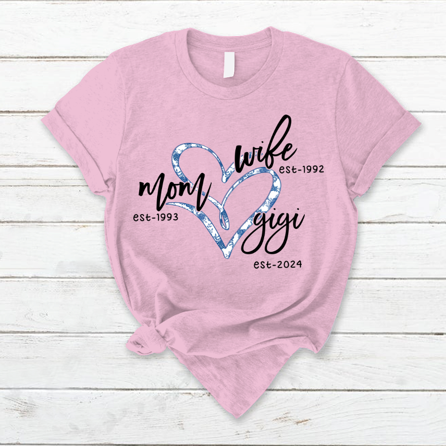 Wife Mom Gigi Est Year Blue Flower CTH01