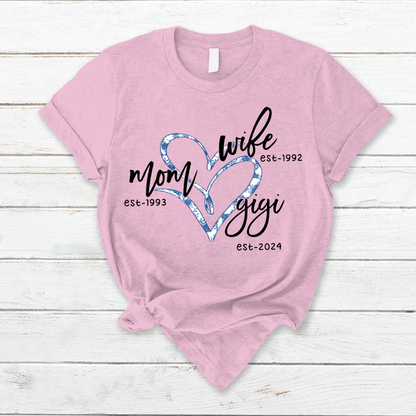 Wife Mom Gigi Est Year Blue Flower CTH01